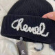 Black Fashion Street Letter Pearl Hat