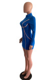 Red Fashion Casual Solid Patchwork O Neck Long Sleeve Dresses