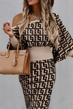 Black Sexy Print Patchwork Oblique Collar One Step Skirt Dresses