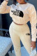 Apricot Fashion Casual Print Patchwork Letter O Neck Long Sleeve Two Pieces