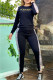 Black Fashion Elegant Print Patchwork Letter O Neck Long Sleeve Two Pieces