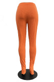 Orange Fashion Casual Solid Slit Skinny High Waist Pencil Trousers