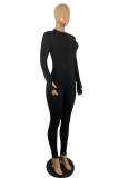 Red Fashion Casual Solid Basic Zipper Collar Skinny Jumpsuits
