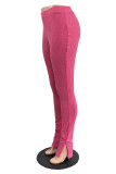 Orange Fashion Casual Solid Slit Skinny High Waist Pencil Trousers