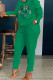 Green Fashion Casual Print Basic O Neck Long Sleeve Two Pieces