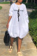 White Casual Print Patchwork O Neck Long Sleeve Dresses