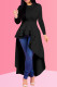 Black Fashion Casual Solid Asymmetrical O Neck Long Sleeve Dress
