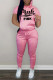 Pink Fashion Casual Letter Print Basic Hooded Collar Long Sleeve Two Pieces