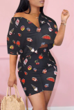 White Casual Print Solid Patchwork V Neck Half Sleeve Two Pieces