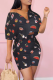 Black Casual Print Solid Patchwork V Neck Half Sleeve Two Pieces