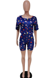 White Casual Print Solid Patchwork V Neck Half Sleeve Two Pieces