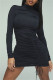 Black Fashion Sexy Solid Bandage Backless Turtleneck Long Sleeve Dresses