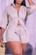Apricot Fashion Casual Solid Basic Turndown Collar Three Quarter Two Pieces
