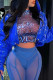 Blue Fashion Casual Solid Cardigan Mandarin Collar Outerwear