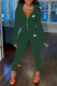 Ink Green Fashion Sportswear Print Patchwork Turndown Collar Long Sleeve Two Pieces