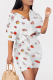 White Casual Print Solid Patchwork V Neck Half Sleeve Two Pieces