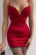 Red Sexy Solid Tassel Spaghetti Strap Pencil Skirt Dresses