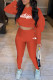 Orange Fashion Casual Print Letter Hooded Collar Long Sleeve Two Pieces