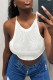 White Sexy Casual Solid Bandage Hollowed Out Backless Halter Tops