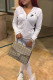 White Fashion Casual Print Patchwork Hooded Collar Long Sleeve Two Pieces