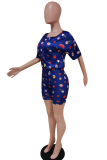 White Casual Print Solid Patchwork V Neck Half Sleeve Two Pieces