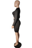 Red Sexy Casual Solid Hollowed Out O Neck Long Sleeve Dresses