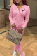 Pink Fashion Casual Print Patchwork Hooded Collar Long Sleeve Two Pieces