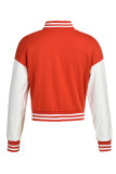 Red Casual Print Patchwork Zipper Outerwear