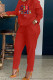 Red Fashion Casual Print Basic O Neck Long Sleeve Two Pieces