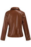 Yellow Fashion Casual Solid Patchwork Turndown Collar Outerwear