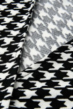 Black White Casual Print Patchwork V Neck Straight Jumpsuits