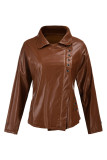 Yellow Fashion Casual Solid Patchwork Turndown Collar Outerwear