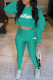 Lake Green Fashion Casual Print Letter Hooded Collar Long Sleeve Two Pieces