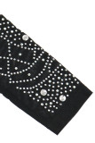 Black Sexy Solid Hollowed Out Patchwork Hot Drill O Neck Dresses