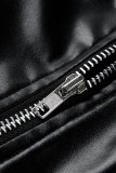 Black Fashion Casual Solid Patchwork Skinny High Waist Pencil Trousers (Without Waist Chain)