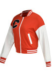 Red Casual Print Patchwork Zipper Outerwear