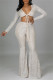 Silver Fashion Sexy Patchwork Sequins Strap Design V Neck Long Sleeve Two Pieces