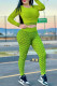 Grass Green Fashion Sportswear Print Patchwork O Neck Long Sleeve Two Pieces