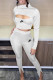 White Fashion Sportswear Print Patchwork O Neck Long Sleeve Two Pieces
