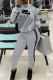 Grey Fashion Casual Print Patchwork Long Sleeve Two Pieces