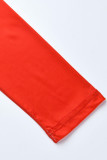 Red Fashion street Print Lip Milk. Long Sleeve O Neck Jumpsuits