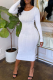 White Casual Solid Patchwork O Neck Pencil Skirt Dresses