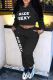 Black Casual Print Patchwork Hooded Collar Long Sleeve Two Pieces