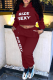 Burgundy Casual Print Patchwork Hooded Collar Long Sleeve Two Pieces