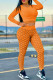 Orange Fashion Sportswear Print Patchwork O Neck Long Sleeve Two Pieces