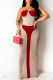 Red Sexy Solid Split Joint See-through Halter Straight Dresses