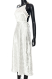White Sexy Animal Print Chains Backless Halter Waist Skirt Dresses