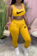 Yellow Casual Sportswear Print Vests Pants O Neck Sleeveless Two Pieces