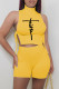 Yellow Fashion Casual Print Bandage Turndown Collar Sleeveless Two Pieces
