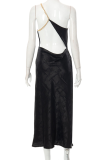 White Sexy Animal Print Chains Backless Halter Waist Skirt Dresses